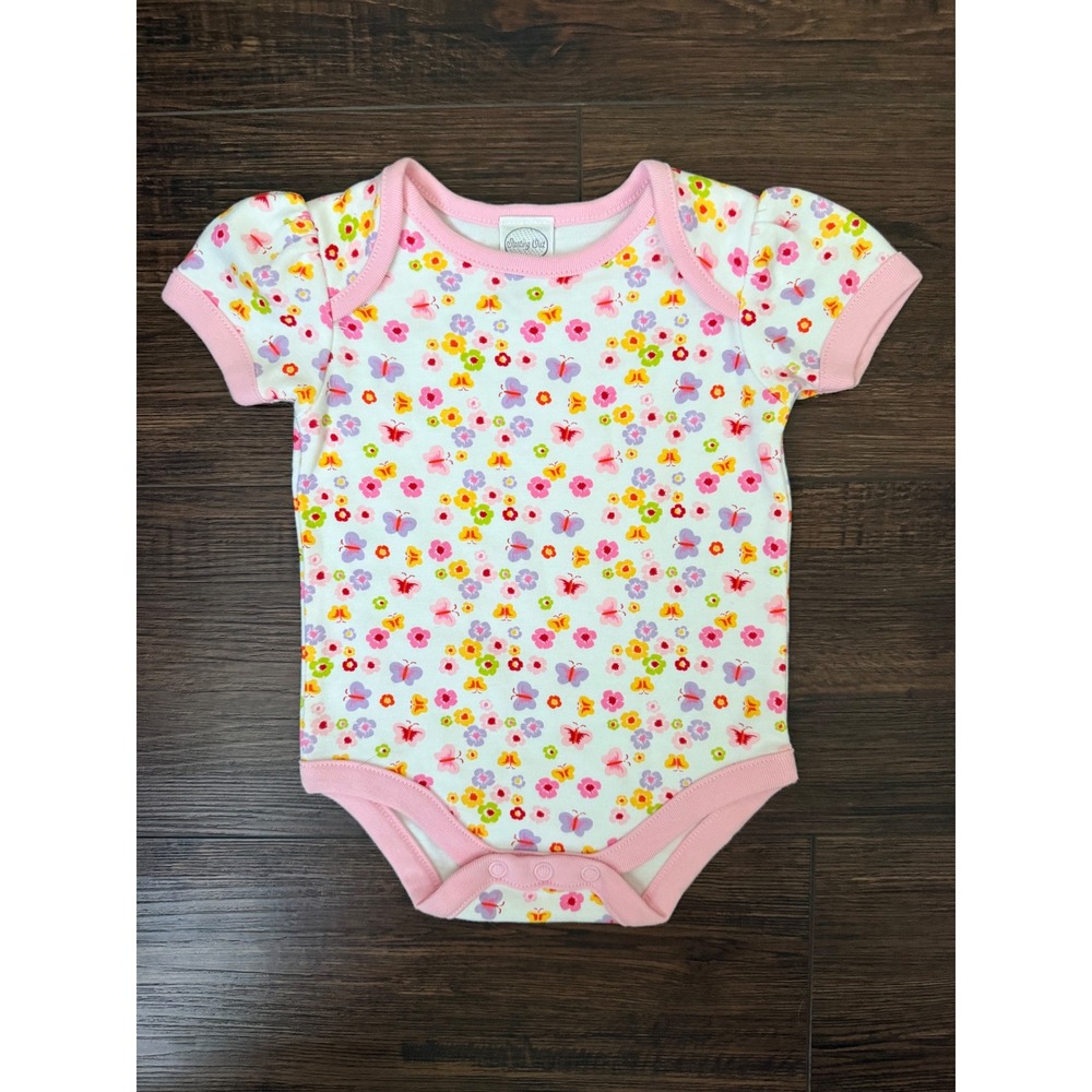 Starting Out Baby Girls Floral Butterfly Bodysuit Pink Cotton Onesie 3 Months